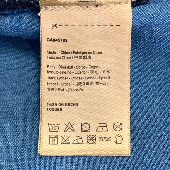 S Blue Chambray Distressed Short Sleeve One Pocket Drop Waist Dress - Picture 5 of 8